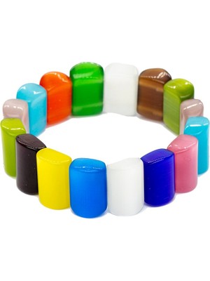 Tesbihname Çakra Tasarım Çok Renkli Kedigözü Kadın Bileklik