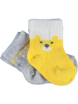 Bibaby Organik Çorap Soket 2li Hi Gri - Sarı