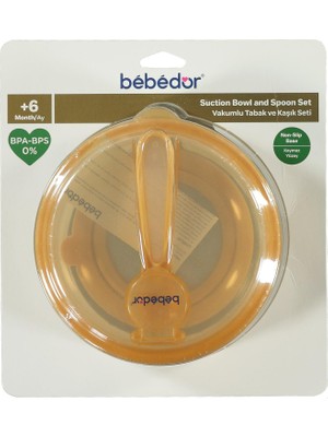 Bebedor Vakumlu Tabak ve Kaşık Seti Sarı