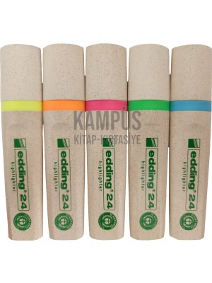 Edding 24 Ecoline Geridönüştürülebilir Kesik Uç Highlighter 5 Renk Set