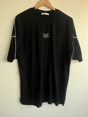 Oversize Siyah Baskılı Pamuklu T-Shirt