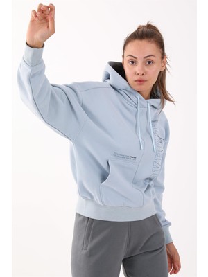 Maraton Comfort Kadın Kapüşonlu  Sislimavi Sweatshirt