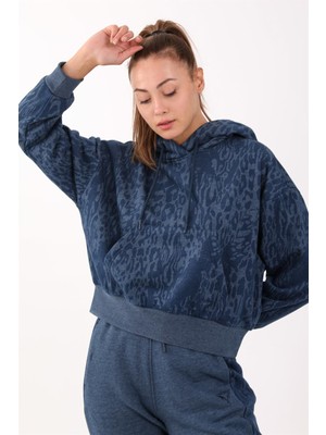 Maraton Sportswear Kadın Kapüşonlu Desenli Sweatshirt