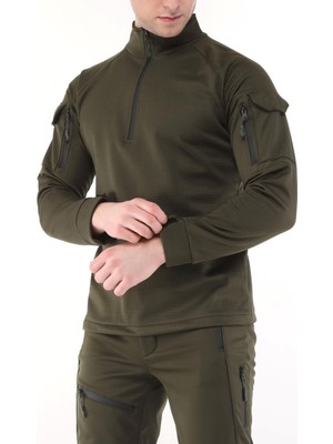 Ghassy Co. Erkek Su ve Rüzgar Geçirmez Ripstop Military Tactical Army Combat Yarım Fermuarlı  Mont