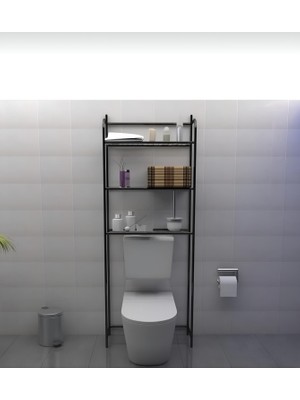 Bye Concept & More Metal Ayaklı 3 Raflı Banyo Rafı Klozet Üstü Dekoratif Raf Askılık Organizer