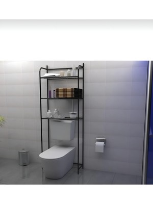 Bye Concept & More Metal Ayaklı 3 Raflı Banyo Rafı Klozet Üstü Dekoratif Raf Askılık Organizer