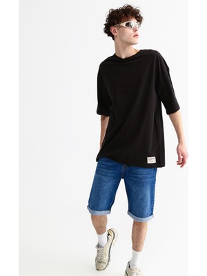 Aeropostale Bisiklet Yaka Baskılı Siyah Erkek T-Shirt E-Back
