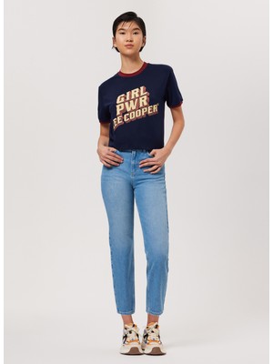 Lee Cooper Clara Yüksek Bel Normal Kesim Düz Paça Mavi Kadın Jean Pantolon