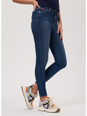 Lee Cooper Yüksek Bel Dar Paça Skinny Fit Kadın Denim Pantolon 232 Lcf 121008 Jaycee Blue Stone