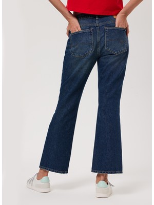 Lee Cooper Yüksek Bel Ispanyol Paça Flare Kadın Denim Pantolon 232 Lcf 121017 Melında Blue Mıd