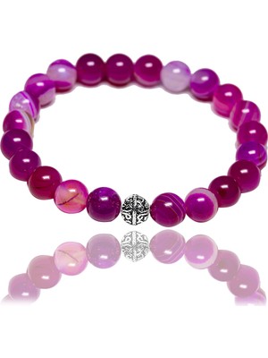 Tesbih Atölyesi Sertifikalı Aaa+ Kalite Pembe Akik Taşı Bileklik