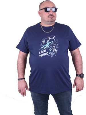 Starbattal Büyük Beden Erkek Baskılı Tişört Lightning 23132 Marin10