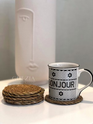 Guezia 6 Adet El Yapımı Hasır Bardak Altlığı | Fincan Çay Kupa Altlığı | Hasır Bardak Altlığı