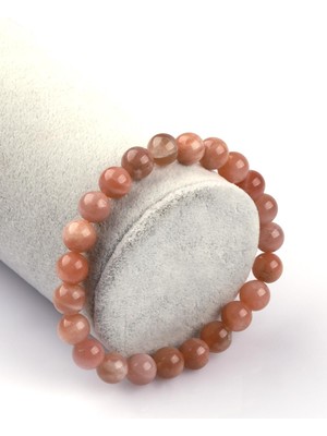 Alibaba Doğaltaş Ay Taşı Doğal Taş Bileklik 8mm Küre Kesim