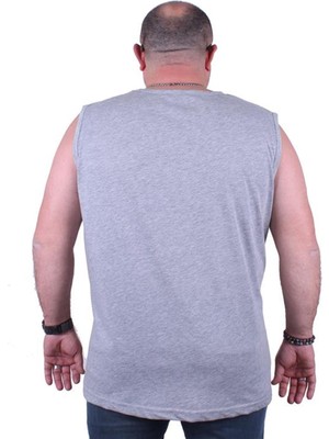 Starbattal Büyük Beden Erkek Baskılı Kolsuz Tişört Casual 23142 Gri Melanj