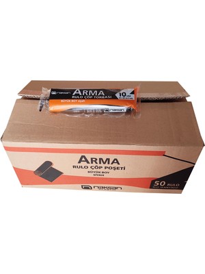 Arma Standart Büyük Boy 50 Litre Çöp Torbası Poşeti / 65 x 80 cm - Siyah - 10 Adetlik 50 Rulo / Koli