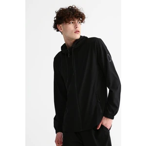 Kapüşon Yaka Düz Siyah Erkek Sweatmont Wınd