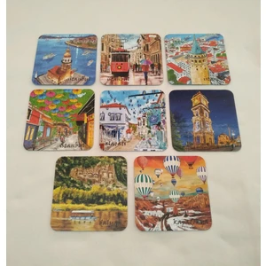 Gifts Turkiye Giftsturkiye Bardak Altlığı Magnet Hediyelik Istanbul Türkiye 9,5x9,5 cm