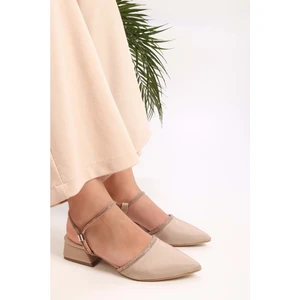 Kadın Tine Ten Saten Taşlı Topuklu Ayakkabı