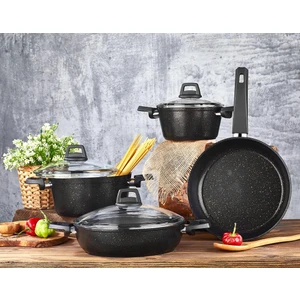 Orıon 7 Parça Granit Set Siyah