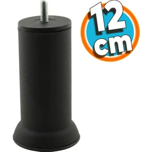 Mobilya Metal Yatak Kanepe Baza Koltuk Orta Destek Ayağı M8 Civata Siyah Metal Ayak 12 Cm
