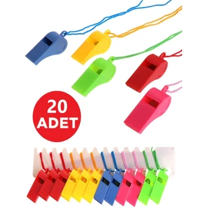 20 Adet Plastik Ipli Düdük Deprem Düdüğü Hakem Düdüğü