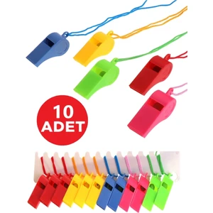 10 Adet Plastik Ipli Düdük Deprem Düdüğü Hakem Düdüğü
