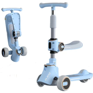 Çocuk Scooterı, Müzikli ve Işıklı Tek Tuşla Katlanıp Oturabilir ve Kayabilir (Yurt Dışından)