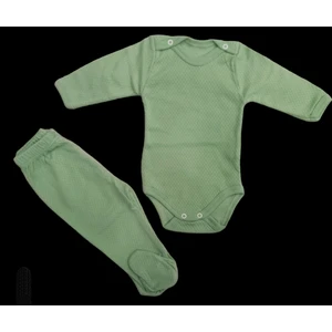 Özdemirli Bebe Uzun Kollu Çıtçıtlı Bebek Badisi ve Patikli Alt Düz Renk Zıbın Seti (Küf Renk)10