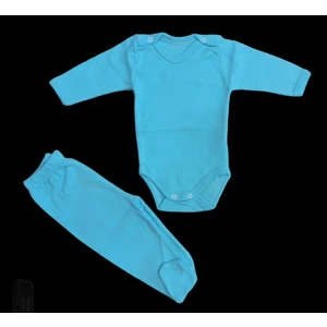 Özdemirli Bebe Uzun Kollu Çıtçıtlı Bebek Badisi ve Patikli Alt Düz Renk Zıbın Seti (Turkuaz Renk)10