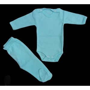 Özdemirli Bebe Uzun Kollu Çıtçıtlı Bebek Badisi ve Patikli Alt Düz Renk Zıbın Seti ( Su Yeşili Renk)10