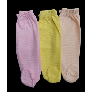 Özdemirli Bebe Bebek Patikli Alt Hava Alır Kumaş Düz Renk (3 Lü Paket Pembe-Sarı-Somon)10