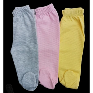 Özdemirli Bebe Bebek Patikli Alt Hava Alır Kumaş Düz Renk (3 Lü Paket Gri-Pembe-Sarı)10