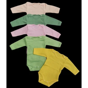 Özdemirli Bebe Uzun Kollu Çıtçıtlı Badi Bisiklet Yaka Body Hava Alır Kumaş Düz Renk Zıbın (5li Paket) 0-48 Ay Arası10