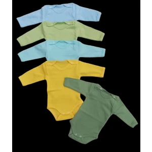 Özdemirli Bebe Uzun Kollu Çıtçıtlı Badi Bisiklet Yaka Body Hava Alır Kumaş Düz Renk Zıbın (5li Paket) 0-48 Ay Arası10