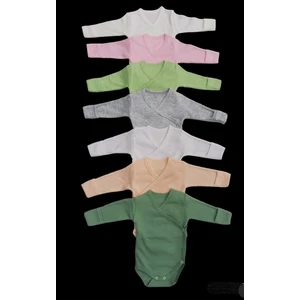 Özdemirli Bebe Uzun Kollu Kendinden Eldiven Çıtçıtlı Kruvaze Badi (7 Li Paket) Krem-Pembe-Çağla-Gri-Beyaz-Somon-Küf10