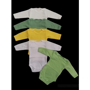 Özdemirli Bebe Uzun Kollu Çıtçıtlı Badi Bisiklet Yaka Body Hava Alır Kumaş Düz Renk Zıbın (5li Paket) 0-48 Ay Arası10