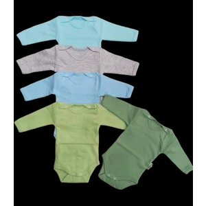 Özdemirli Bebe Uzun Kollu Çıtçıtlı Badi Bisiklet Yaka Body Hava Alır Kumaş Düz Renk Zıbın (5li Paket) 0-48 Ay Arası10