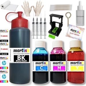 Canon MP235 MP240 MP250 Kartuş Dolum Seti  (Pg 510 cl 511) 500ML SİYAH+3X100ML Renkli Mürekkep