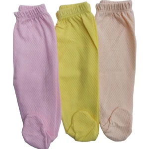 Bebek Patikli Alt Hava Alır Kumaş Düz Renk (3 Lü Paket Pembe-Sarı-Somon)10