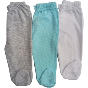 Bebek Patikli Alt Hava Alır Kumaş Düz Renk (3 Lü Paket Beyaz-Gri- Su Yeşili)10