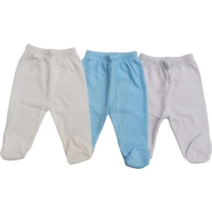 Bebek Patikli Alt Hava Alır Kumaş Düz Renk (3 Lü Paket Beyaz-Krem-Mavi)