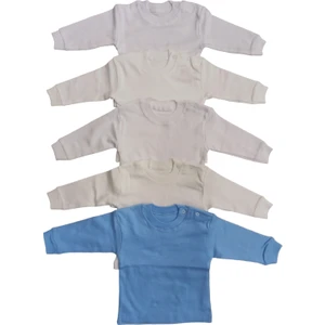 Uzun Kollu Omuzdan Çıtçıtlı Bisiklet Yaka Bebek Üst Badisi (5li Paket)