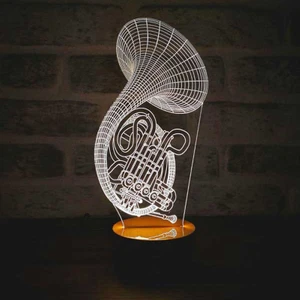By Lamp Saksafon Figürlü Dekoratif Hediye Led Masa Lambası | 7 Işık Rengi | Ahşap Taban