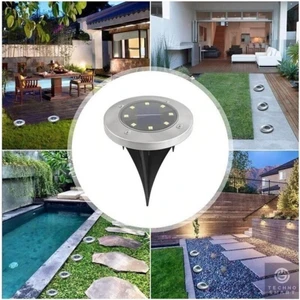 Solar Güneş Enerjili 8 Ledli Kazıklı Çim Zemin Bahçe Aydınlatma 3 W Gün Işığı Sarı LED ( 12 Li Set )