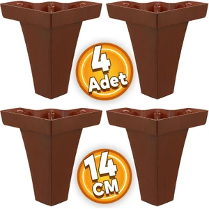 Venüs Mobilya Kanepe Sehpa TV Ünitesi Koltuk Ayağı 14 cm Kahverengi Ahşap Desenli Baza Ayak (4 ADET)