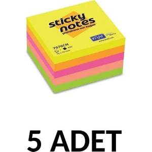 5 Paket Yapışkanlı Not Kağıdı Küp 76X76 400YP Neon