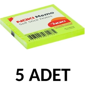 5 Adet  Postit 75MM X75MM  Yapışkanlı Kağıt 80 Yaprak Yeşil
