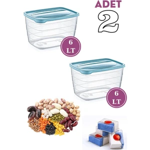 6 Litre Un Bakliyat Erzak Saklama Kabı, Tablet Deterjan Kutusu 2 Adet
