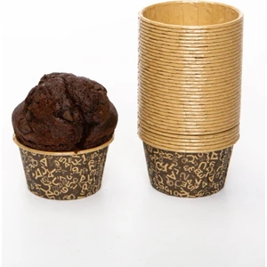 Kağıt Muffin Kek Kapsülü Kahverengi Desen 50,li  - V
